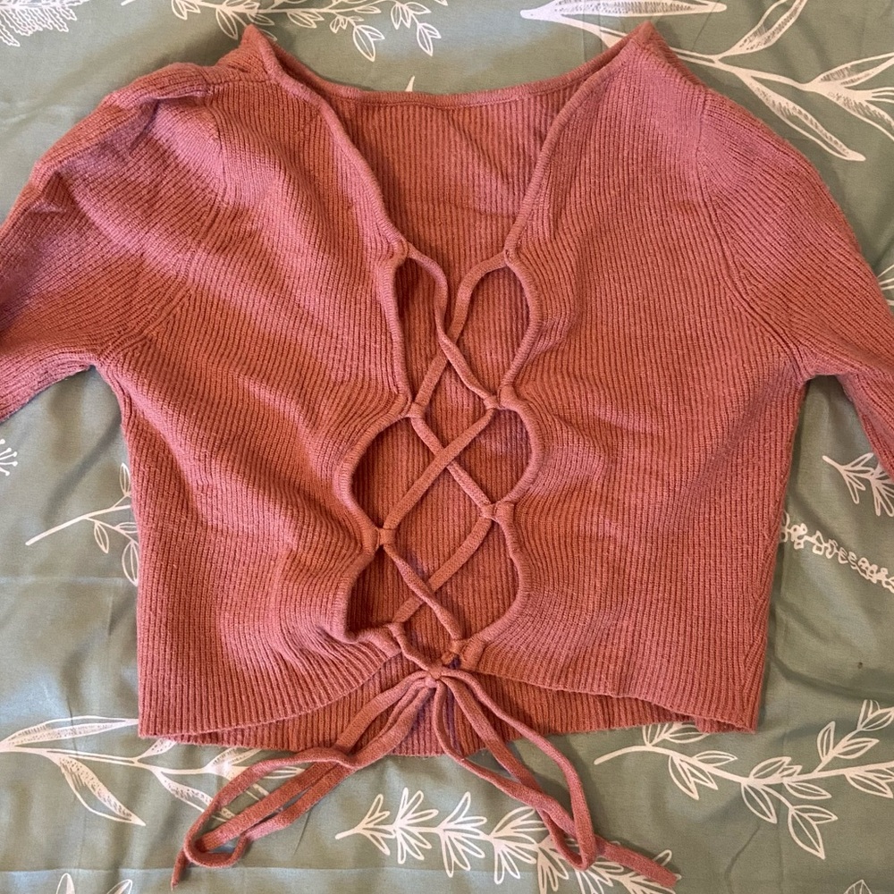Lace Up Ballet Core Dusty Pink Urban Outfitters Sweater Size Small